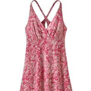 Patagonia Pink L Amber Dawn Dress Tropical Travel Active Athleisure Resortwear